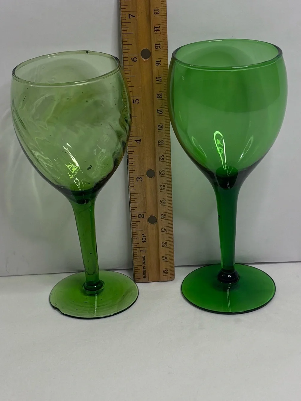 Green Stemware Wine Glasses Set of 2